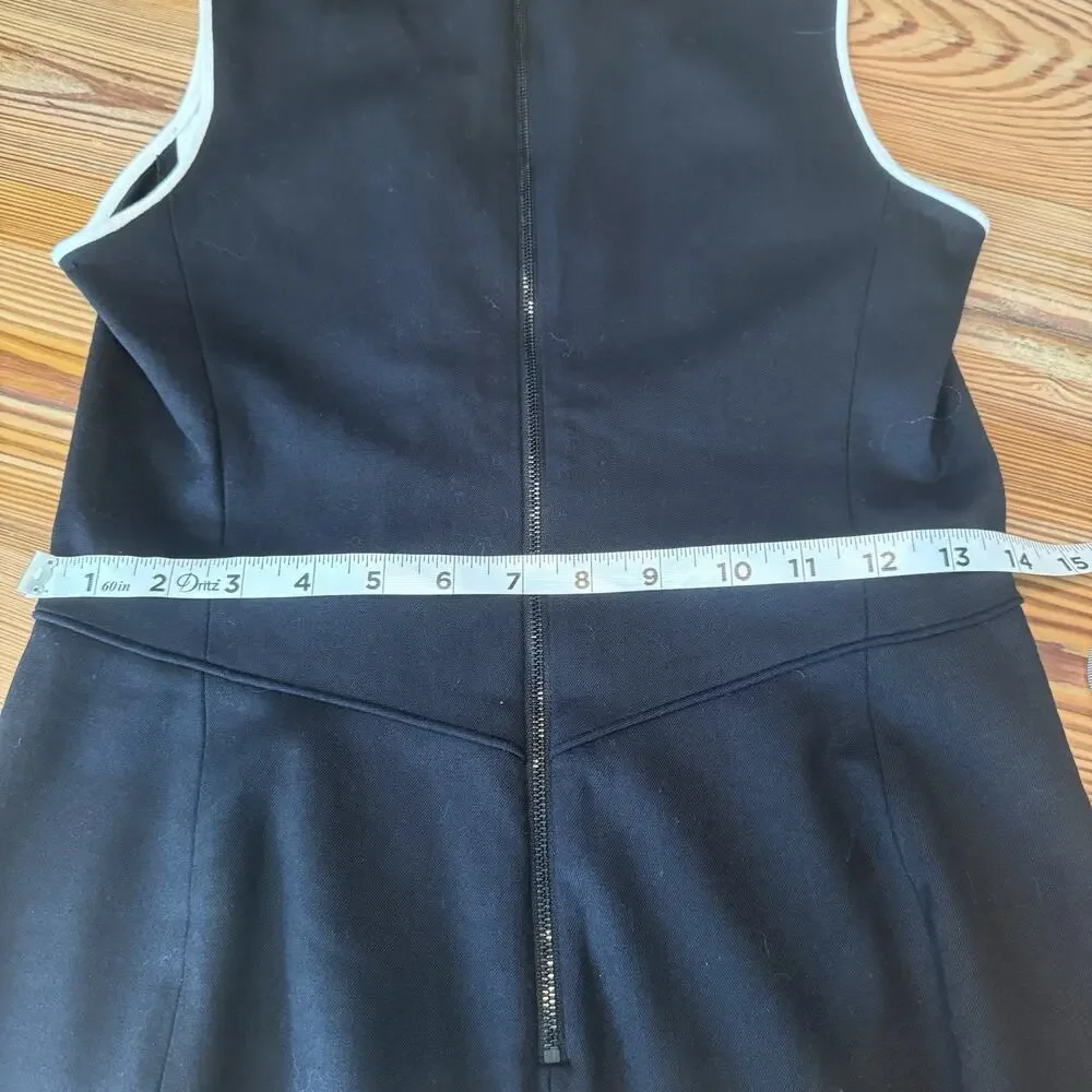 Theory Nyasha Dress Sz 6 Black/White Stretch Wool Career Piece Minimalist Office - Picture 9 of 12